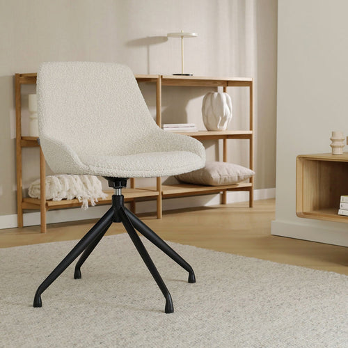 Nolon Nola-Isa Eetkamerstoel Bouclé Beige - Draaibaar Zwart Onderstel