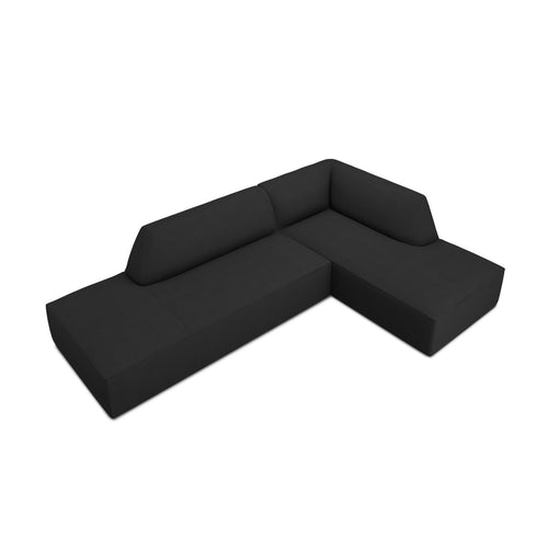 Cosmopolitan Design - Modulaire hoekbank rechts Siena 4-zits, structurele stof zwart - 180x273x69cm