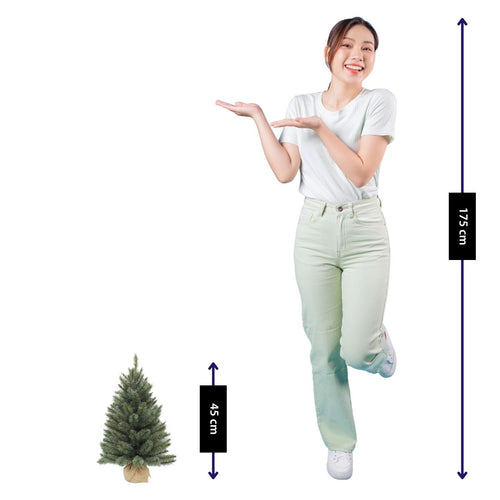 Triumph Tree Forest Frosted Kunstkerstboom H45 x D36 cm - Kunstboom in Jute Zak - Kunst Kerstboom voor Binnen - 61 Tips - Groen