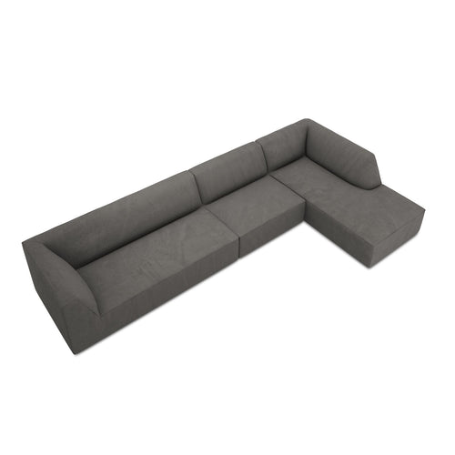 Cosmopolitan Design - Modulaire hoekbank rechts Siena 5-zits, ribfluwelen donkergrijs - 180x366x69cm