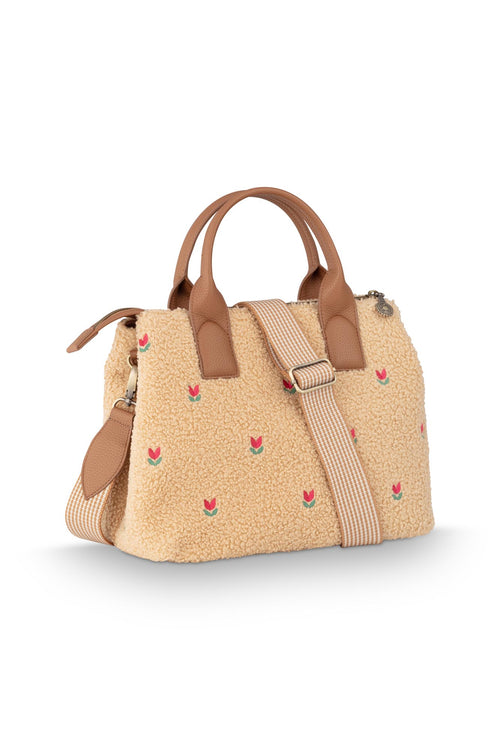 Pip Studio Fia Handtas Medium Teddy Dames - Zand - 26,5x14x22 cm