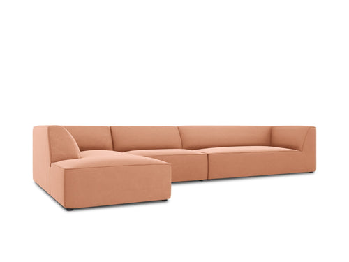 Micadoni linker hoekbank Ruby 5-zits, flueel, roze - 180x366x69cm