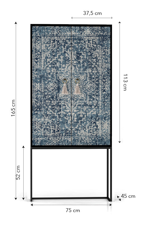 Kast dressoir met 2 deuren van MDF met Blauwe vintage tapijt patroon - vtwonen shop