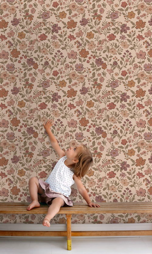 ESTAhome behang bloemetjes terracotta roze - 53 cm x 10.05 m - 131321