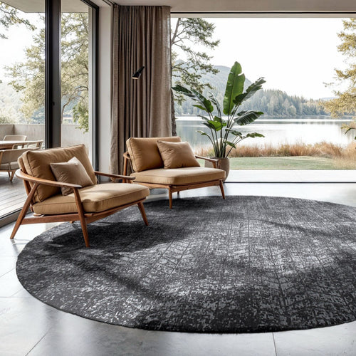 Louis De Poortere vloerkleed Harlem Contrast - zwart - 140x140cm - vtwonen shop