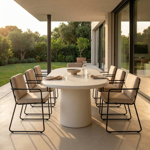 Giga Meubel Tuintafel Romy - Ovaal Off-White Eco Composiet - 240x100x75cm