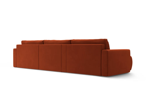 Cosmopolitan Design Converteerbare panoramische bank met opbergdoos Belfast 4-zits, flueel kastanjebruin - 149x340x84cm