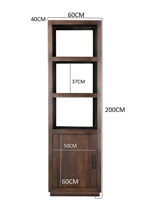 Livingfurn boekenkast Jaxx Brown - 60cm - mangohout