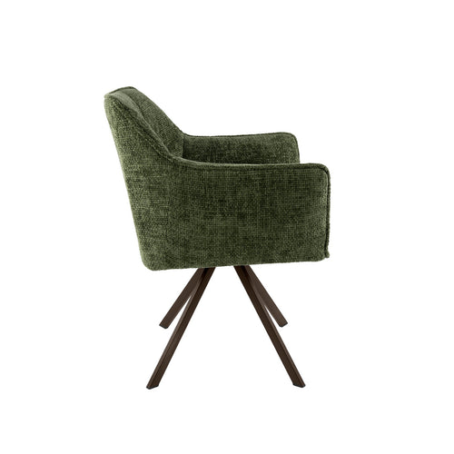 Giga Meubel Eetkamerstoel Alura - Groen - Draaibaar - Set van 2