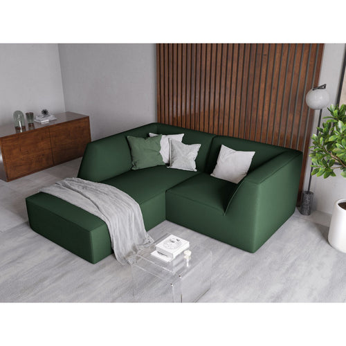 Cosmopolitan Design - Modulaire hoekbank links Siena 3-zits, structurele stof groente - 180x186x69cm