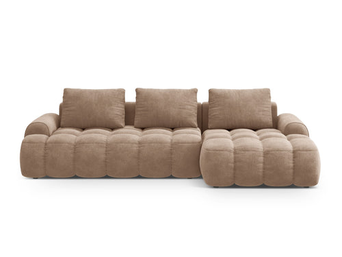 Cosmopolitan Design Converteerbare hoekbank rechts met opbergdoos Linz 3-zits, flueel donkerbeige - 142x275x84cm