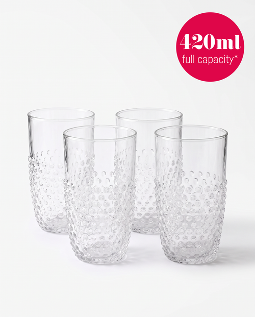 vtwonen Longdrinkglazen Dots - Glazen - Set van 4 Drinkglazen - Servies - 420 ml