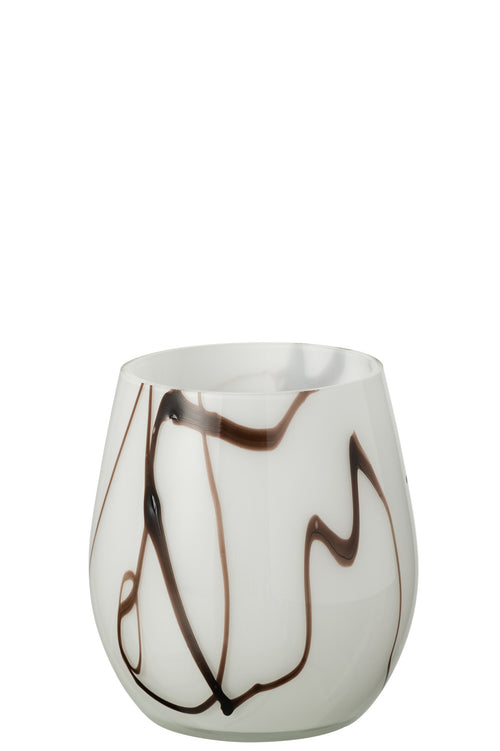 J-Line windlicht Rookeffect - glas - wit/zwart