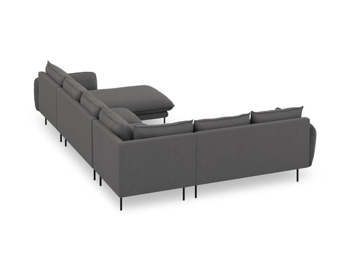 Cosmopolitan Design Panoramische hoekbank links Vienna 7-zits, structurele stof, donkergrijs - 235x330x95cm