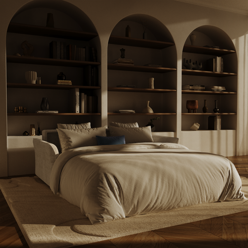 Premium Interiors - Slaapbank CHERY - getextureerd fluweel crème 176.5cm