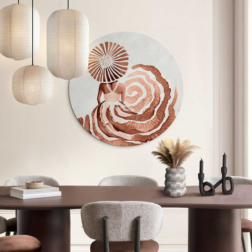 Reinders Ronde jurk terracotta glasschilderij -  oranje - woonkamer - Ø 70cm