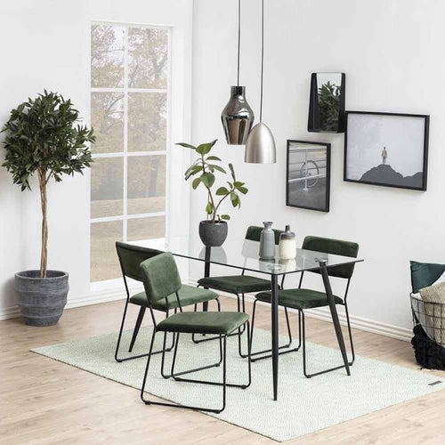 Lisomme John Eetkamerstoel Velvet Donkergroen - Stof - Zwarte Poten - vtwonen shop