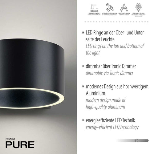Neuhaus PURE wandlamp Clipse - 2 lichts - 19.7  x 8   cm - antraciet
