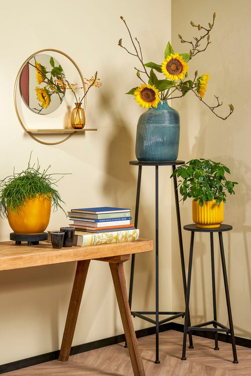 Mica Decorations Adine Plantentafel - H80 x Ø30 cm - Metaal - Zwart - vtwonen shop