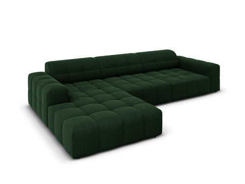 Cosmopolitan Design linker hoekbank Chicago 4-zits, flueel flessengroen - 167x294x78cm