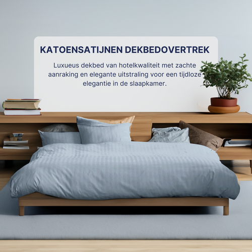 Ten Cate dekbedovertrek - 100% katoensatijn - 200x200/220 - lichtblauw