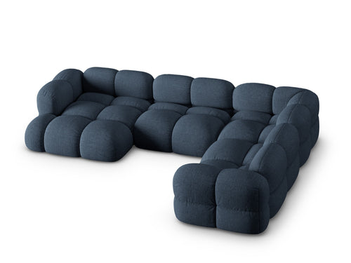 Cosmopolitan Design Panoramische hoekbank rechts Loretto 5-zits, structurele stof donkerblauw - 250x345x68cm