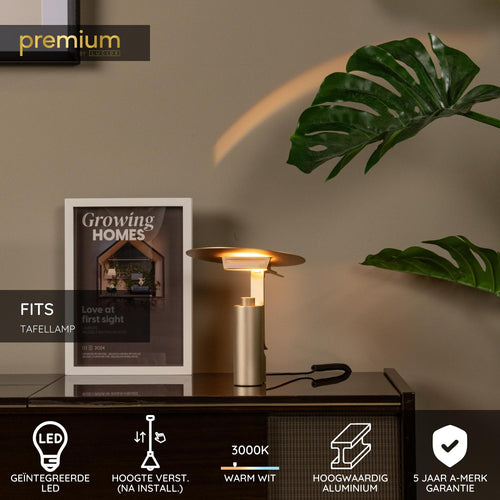 Lucide tafellamp FITS - Geïntegreerde LED - Mat Goud / Messing