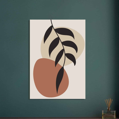 Artfulprints Poster met Lijst Boho - Abstract leaf II   - 30x40 cm - Terracotta