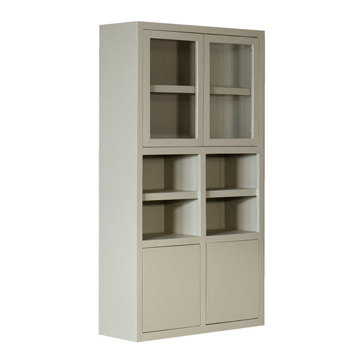 Giga Meubel Kast Xander - Beige Mangohout/Glas - 120x45x220cm - vtwonen shop