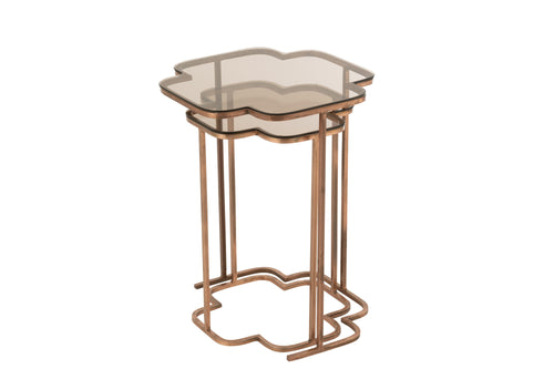 J-Line bijzettafel Ones - metaal - koper - 2 stuks - vtwonen shop