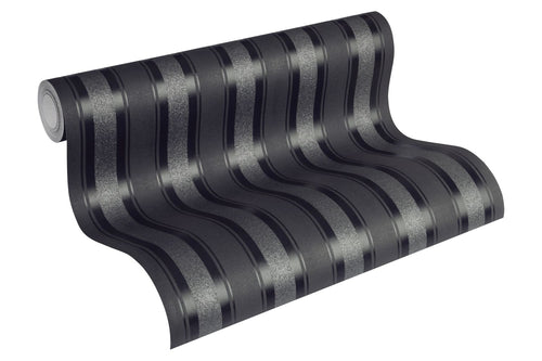 A.S. Création behang strepen donkergrijs en zwart - 53 cm x 10,05 m - AS-361673
