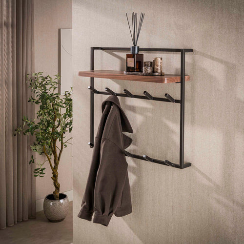 Giga Meubel Kapstok Air Solid - Bruin Hout - 2x6 Haken - 85x25x75cm