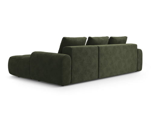 Cosmopolitan Design Converteerbare hoekbank rechts met opbergdoos Linz 3-zits, flueel groente - 142x275x84cm