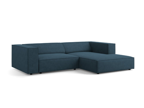 Cosmopolitan Design rechter hoekbank Arendal 3-zits, chenille met ribbeleffect, marineblauw - 166x224x70cm