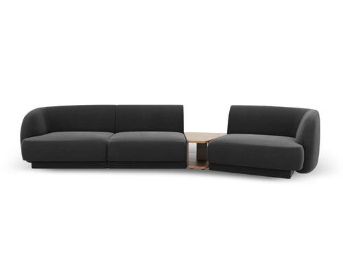 Micadoni Rechte modulaire bank Miley 3-zits, flueel, grijs - 126x303x70cm