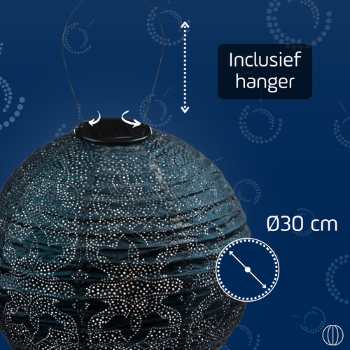 Lumiz solar lampion - marrakesh rond - 30 cm - petrol