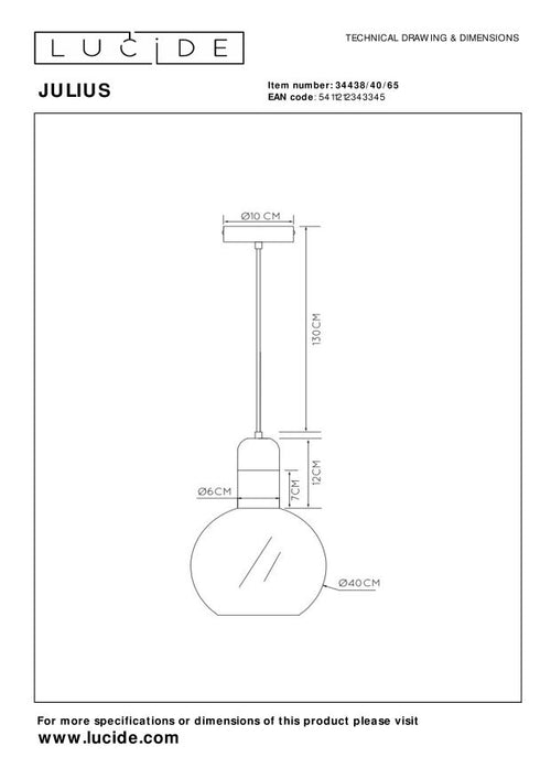 Lucide hanglamp JULIUS - 1xE27 - Fumé - vtwonen shop