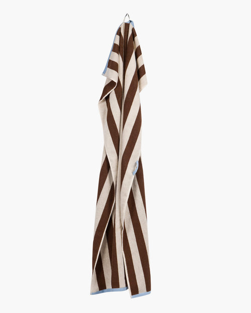 noo.ma Gobo handdoek Cocoa Brown - katoen, gestreept, 38 x 40 cm