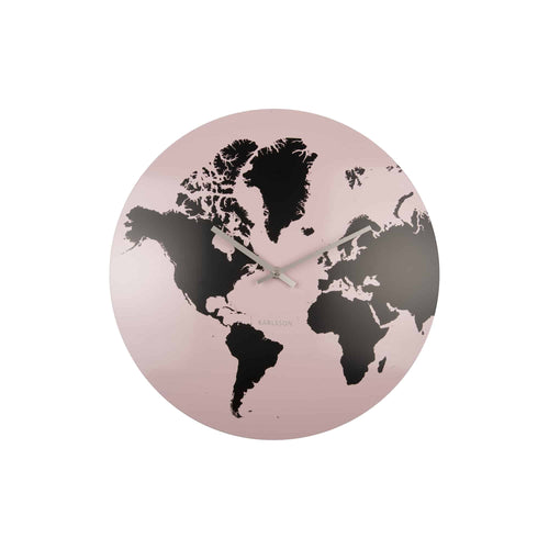 Karlsson wandklok World Map - roze - Ø39cm - vtwonen shop