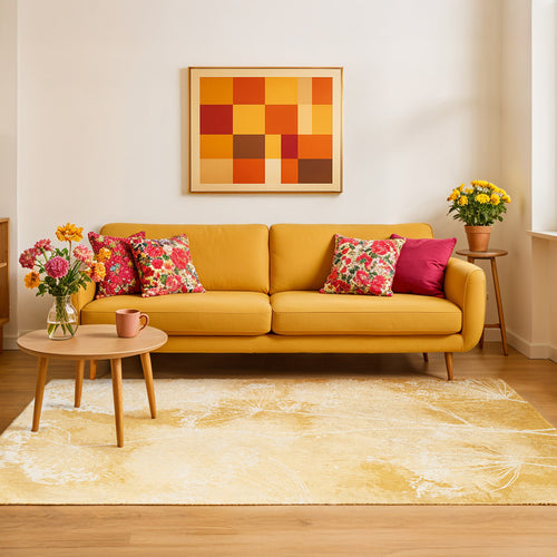 Lola&Moi vloerkleed Caterpillar - geel - 140x200cm