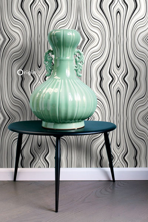 Origin Wallcoverings behang grafische lijnen zwart en wit - 53 cm x 10,05 m - 347230 - vtwonen shop