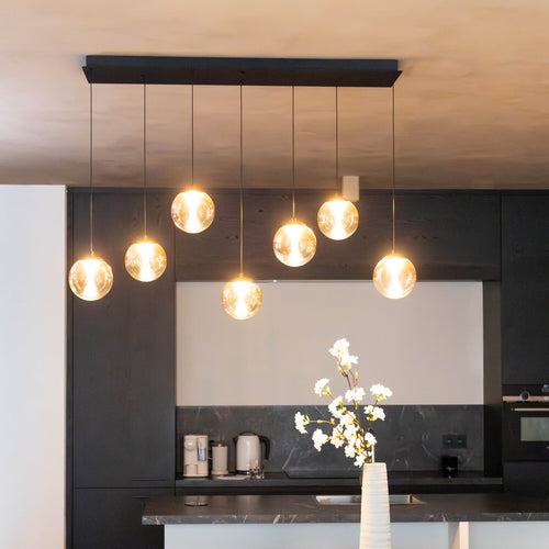 Atmooz hanglamp Monza 7 Rect. - zwart - 120 x 40 x H 167 cm - geïntegreerde led
