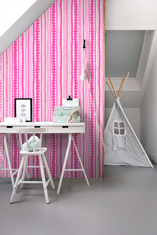 ESTAhome behang kralen fuchsia roze - 0,53 x 10,05 m - 138837