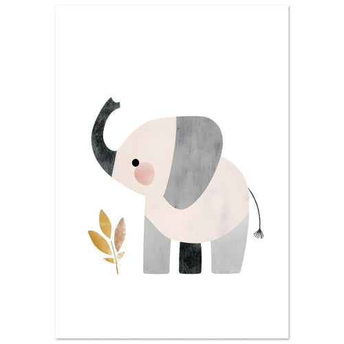 Artfulprints Poster Lieve olifant in aquarel   - 70x100 cm - Grijs