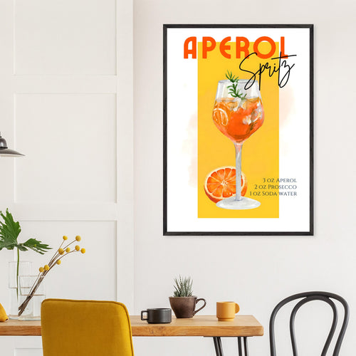 Artfulprints Poster met Lijst Aperol Spritz - Yellow   - 30x40 cm - Geel