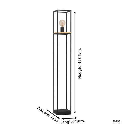 EGLO vloerlamp Libertad - e27 - 128,5 cm - zwart/bruin - vtwonen shop