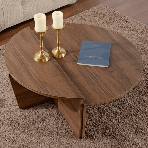 Calicosy - ORION Set van 2 salontafels - Licht hout - 90x90x35 cm