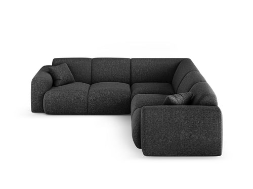 Cosmopolitan Design Symmetrische hoekbank Nolio 5-zits, chenille zwart - 252x252x72cm