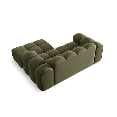Cosmopolitan Design - Rechter hoekbank Treno 2-zits, flueel groente - 164x180x70cm