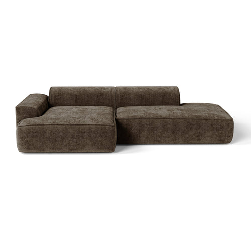Premium Interiors - Hoekbank (links) HANA - fluweel weefsel expresso bruin 260cm